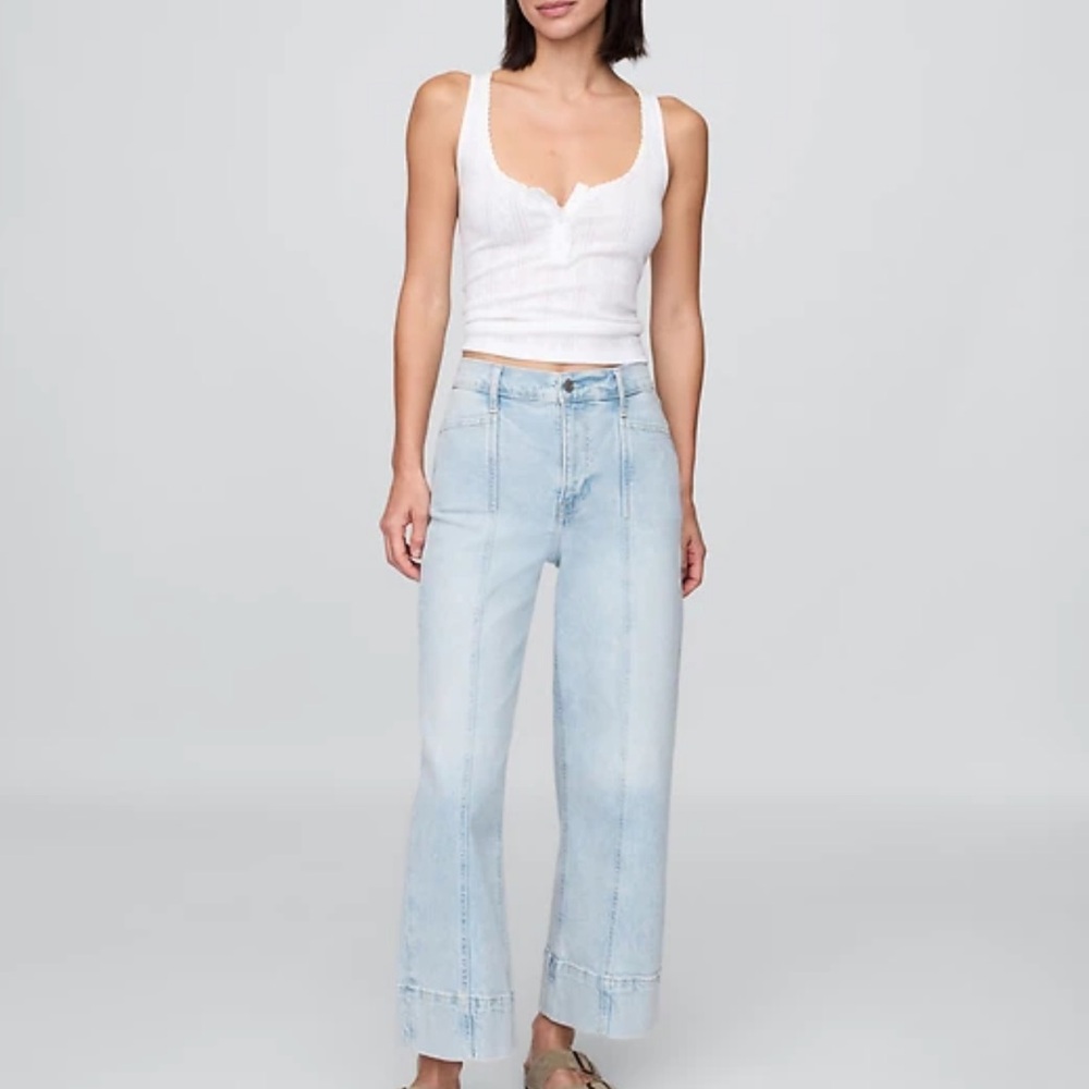 Gap Light Wash Blue Wide-Leg Women’s Seam Jeans Size 28 Long